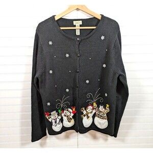 Vintage Classic Elements Christmas Sweater Womens Large Holiday Winter Snowman